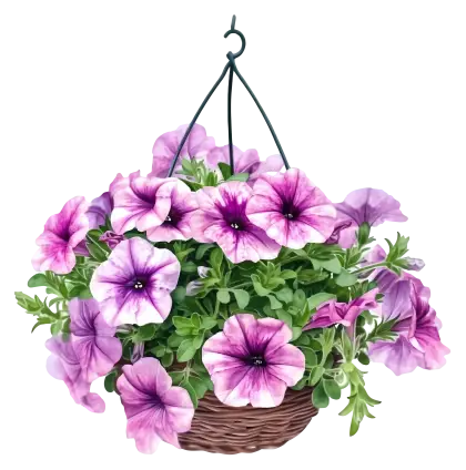 Purple Flower Hanging Basket Decoration