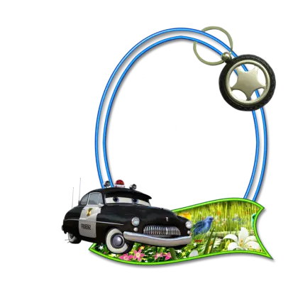 Cartoon Police Car with Badge