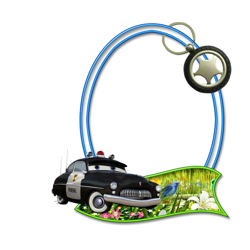 Cartoon Police Car with Badge