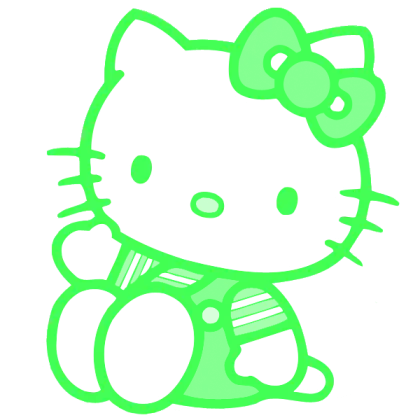 Green Hello Kitty Cartoon Silhouette