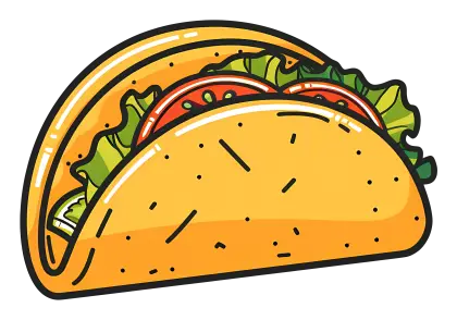 Cartoon Taco with Fresh Fillings Artwork