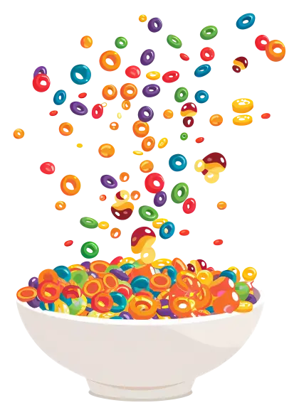 Colorful Falling Cereal in a Bowl Concept