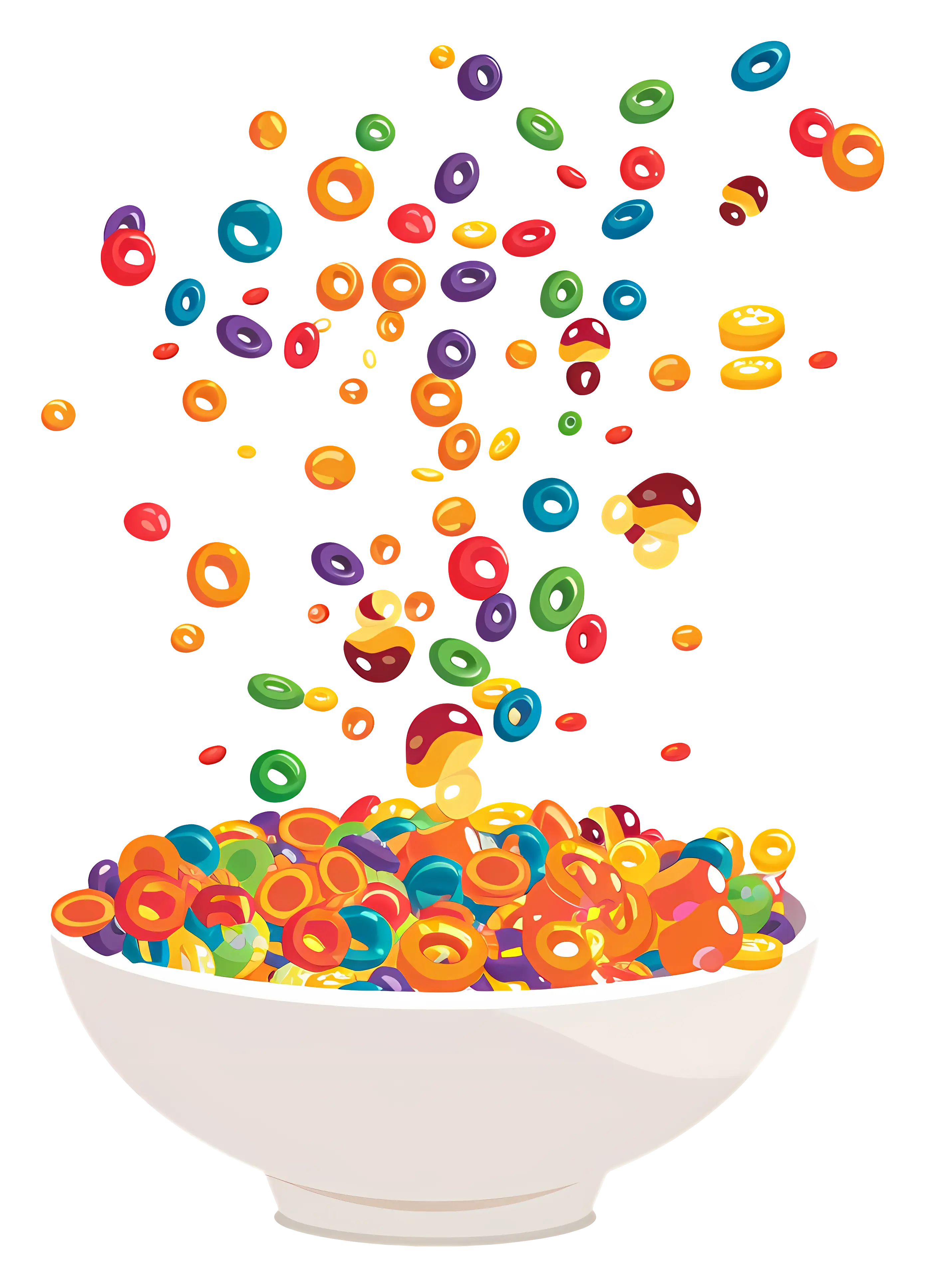 Colorful Falling Cereal in a Bowl Concept