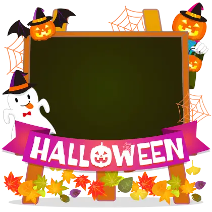 Halloween Chalkboard Frame with Festive Decorations