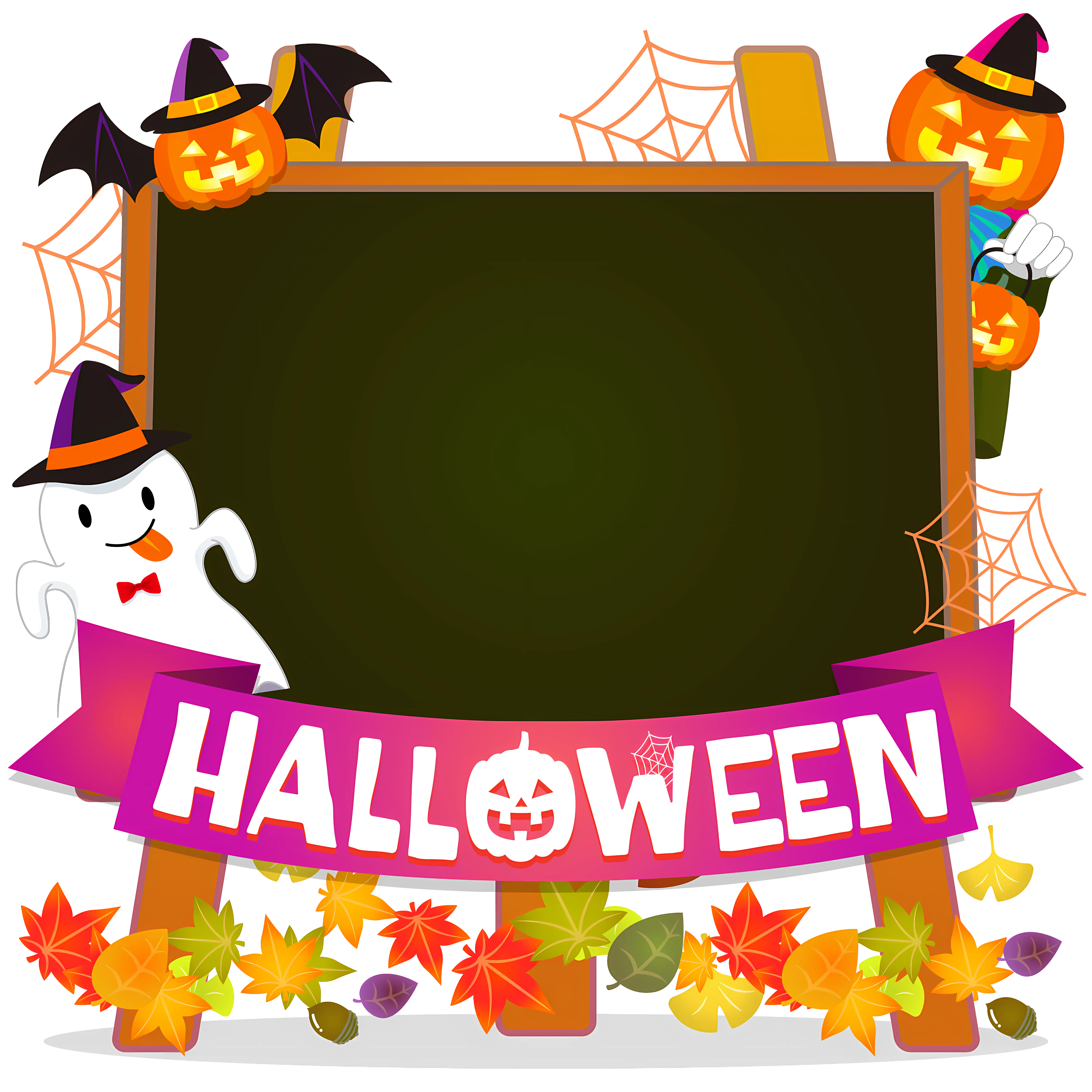 Halloween Chalkboard Frame with Festive Decorations