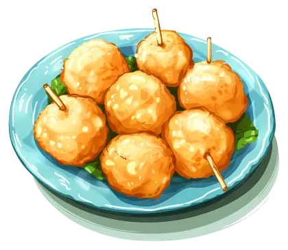 Plate of Fried Balls on Sticks