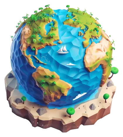 3D Globe Illustration of Earth Model