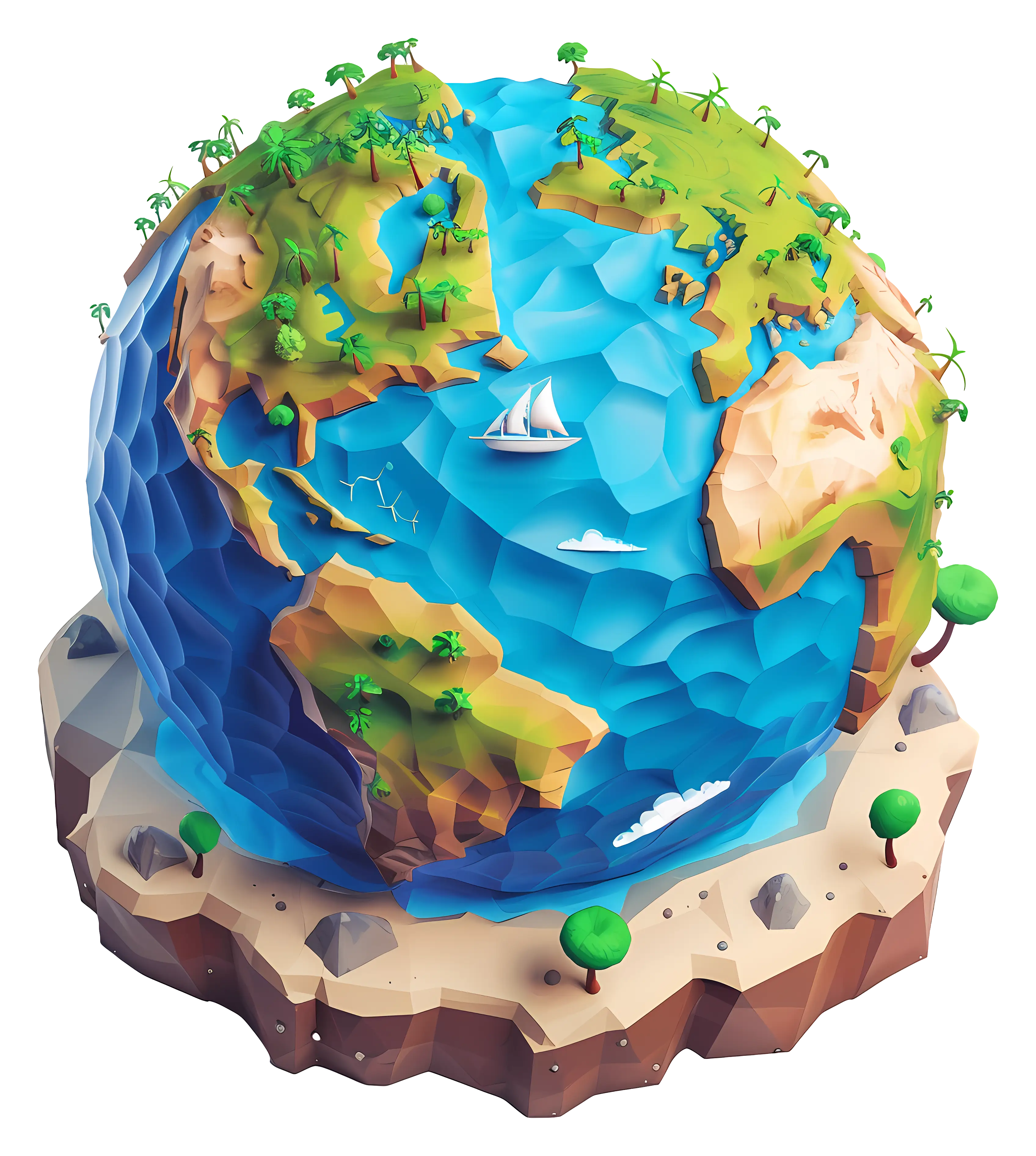 3D Globe Illustration of Earth Model
