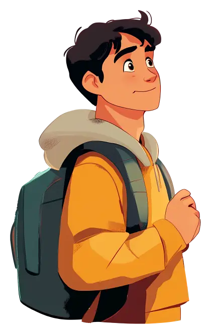 Young Student with Glasses and Backpack