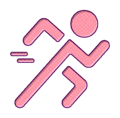 Pink Running Figure Icon Representing Movement