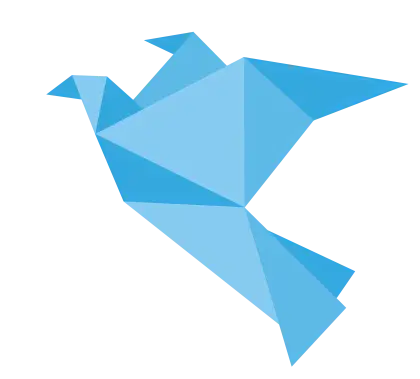 Blue Origami Bird in Minimalist Style