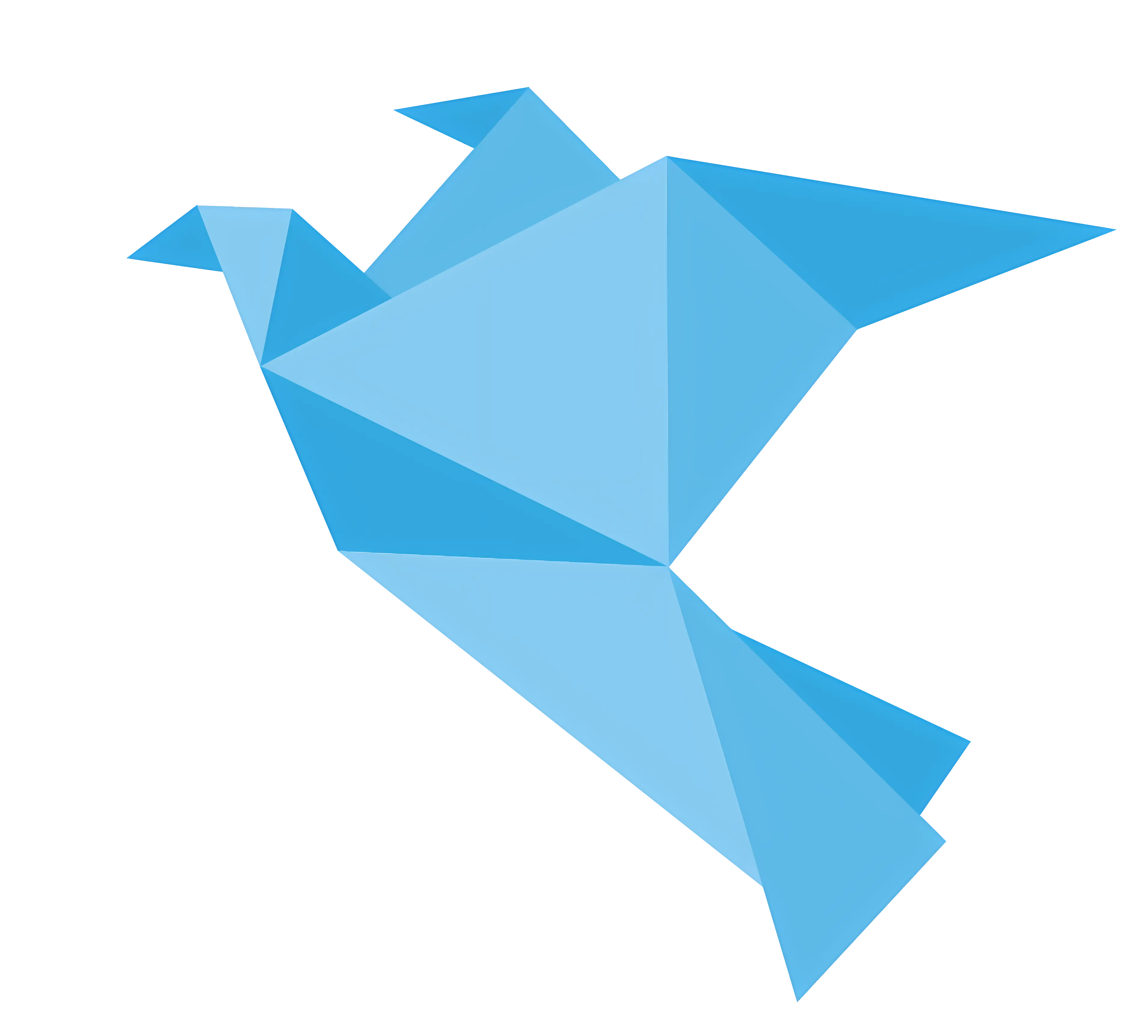 Blue Origami Bird in Minimalist Style