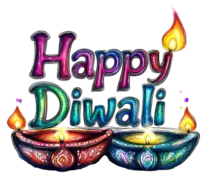 Happy Diwali Festival with Illuminated Lamps