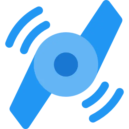 Blue Satellite Icon with Signals