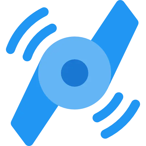 Blue Satellite Icon with Signals
