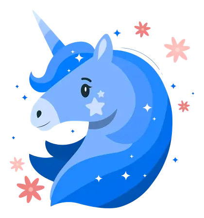 Blue Unicorn with Stars