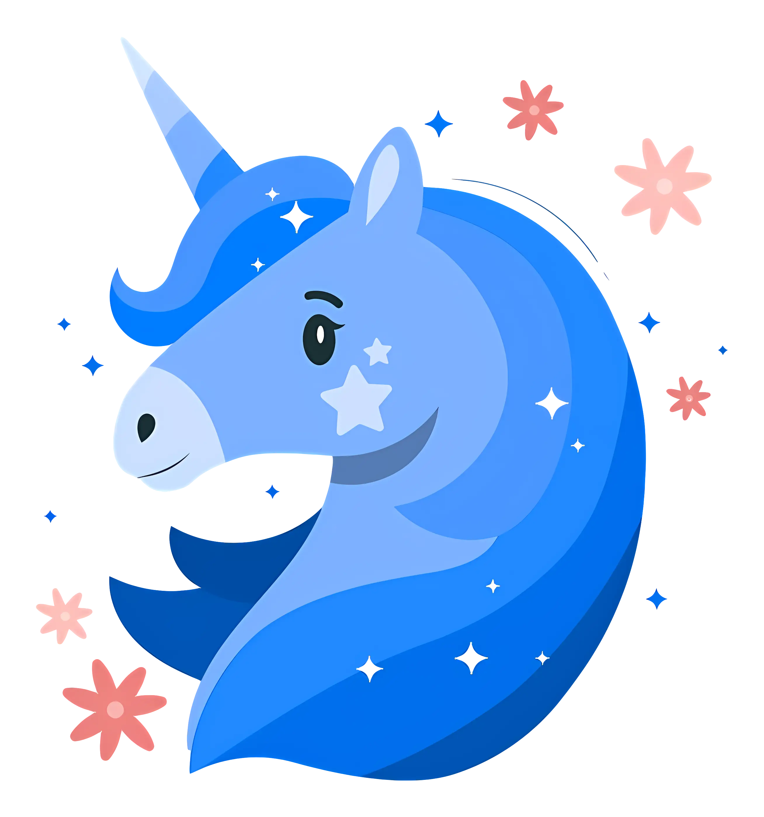 Blue Unicorn with Stars