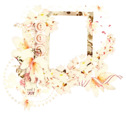 Decorative Frame with Flowers and Buttons