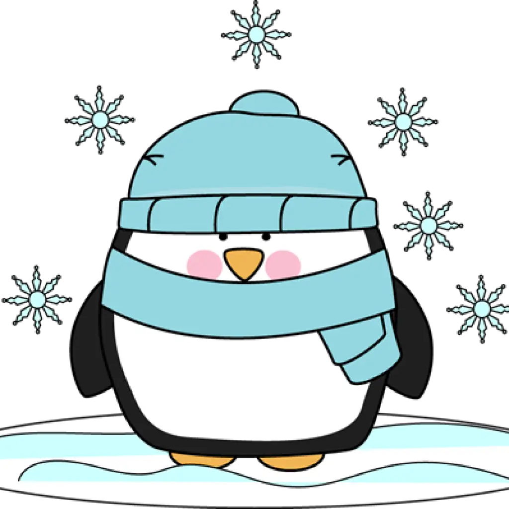 Cute Cartoon Penguin in Winter Attire