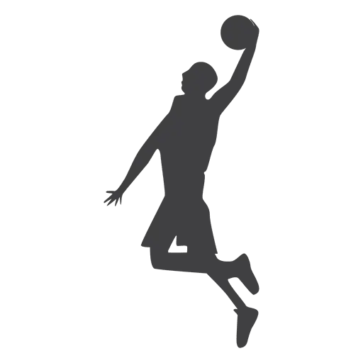 Silhouette of Basketball Player Dunking