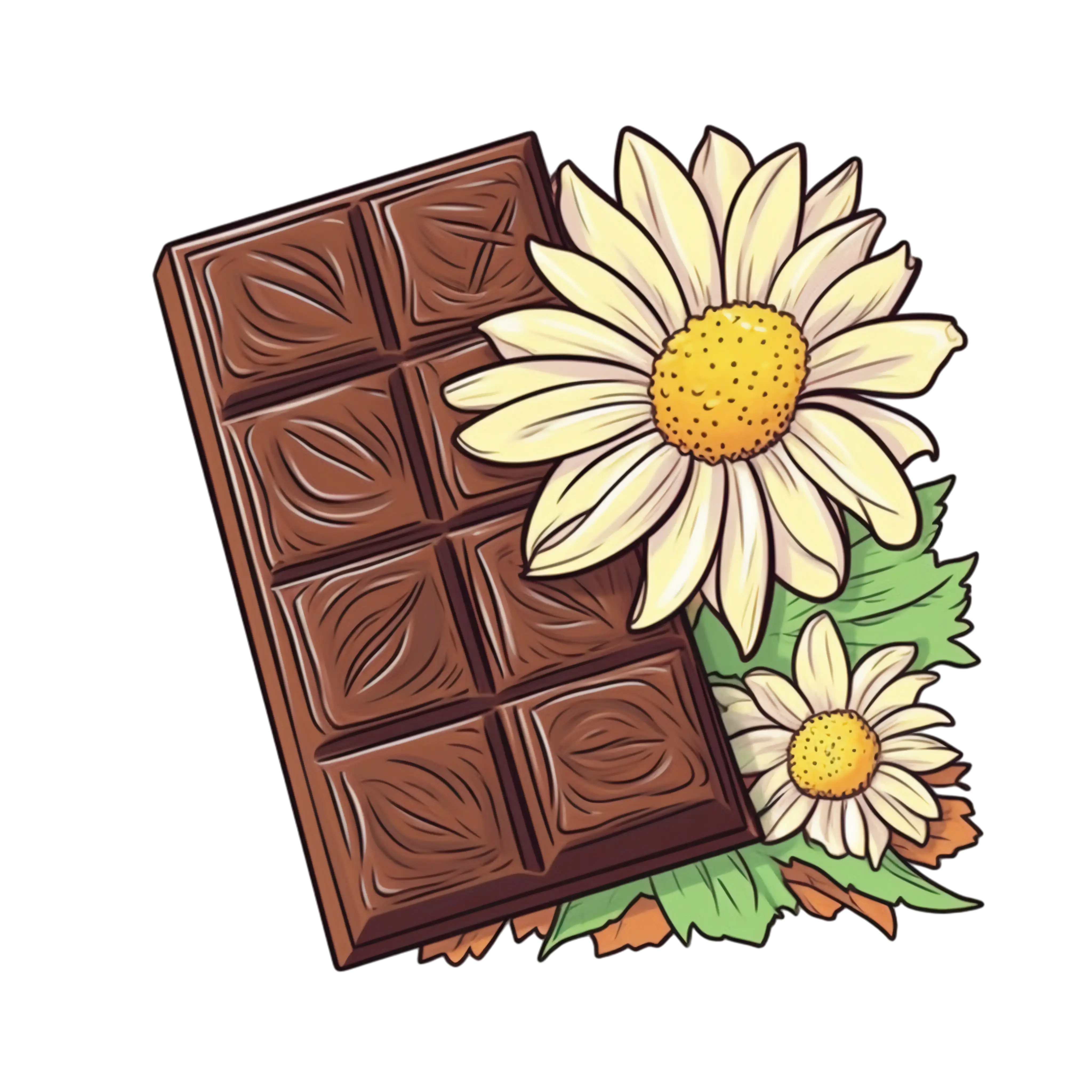 Chocolate Bar with Daisy Illustration