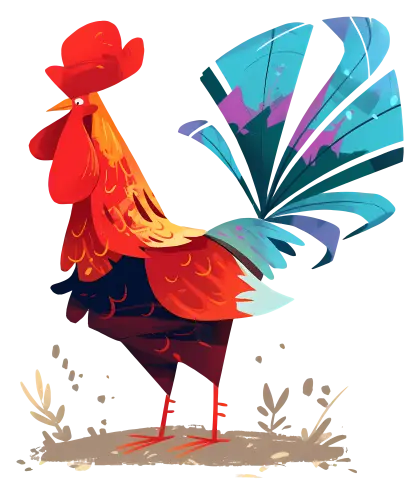 Colorful Rooster with Bright Feathers
