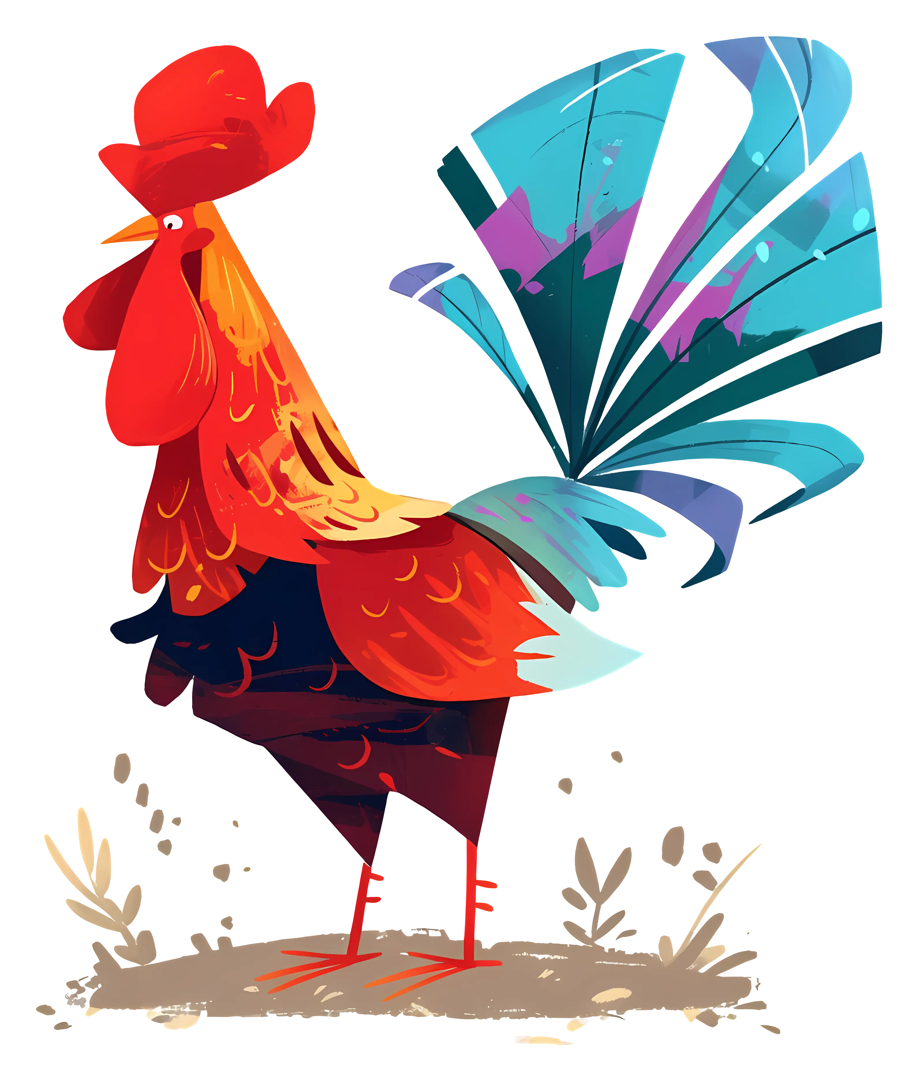 Colorful Rooster with Bright Feathers