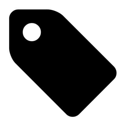 Solid Black Price Tag Icon