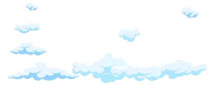 Cute Cartoon Clouds in Blue Sky