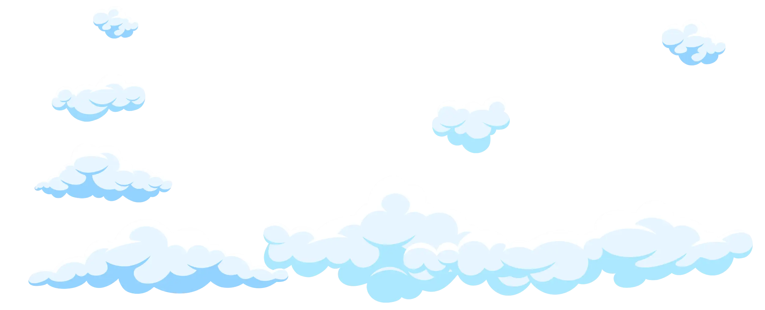 Cute Cartoon Clouds in Blue Sky