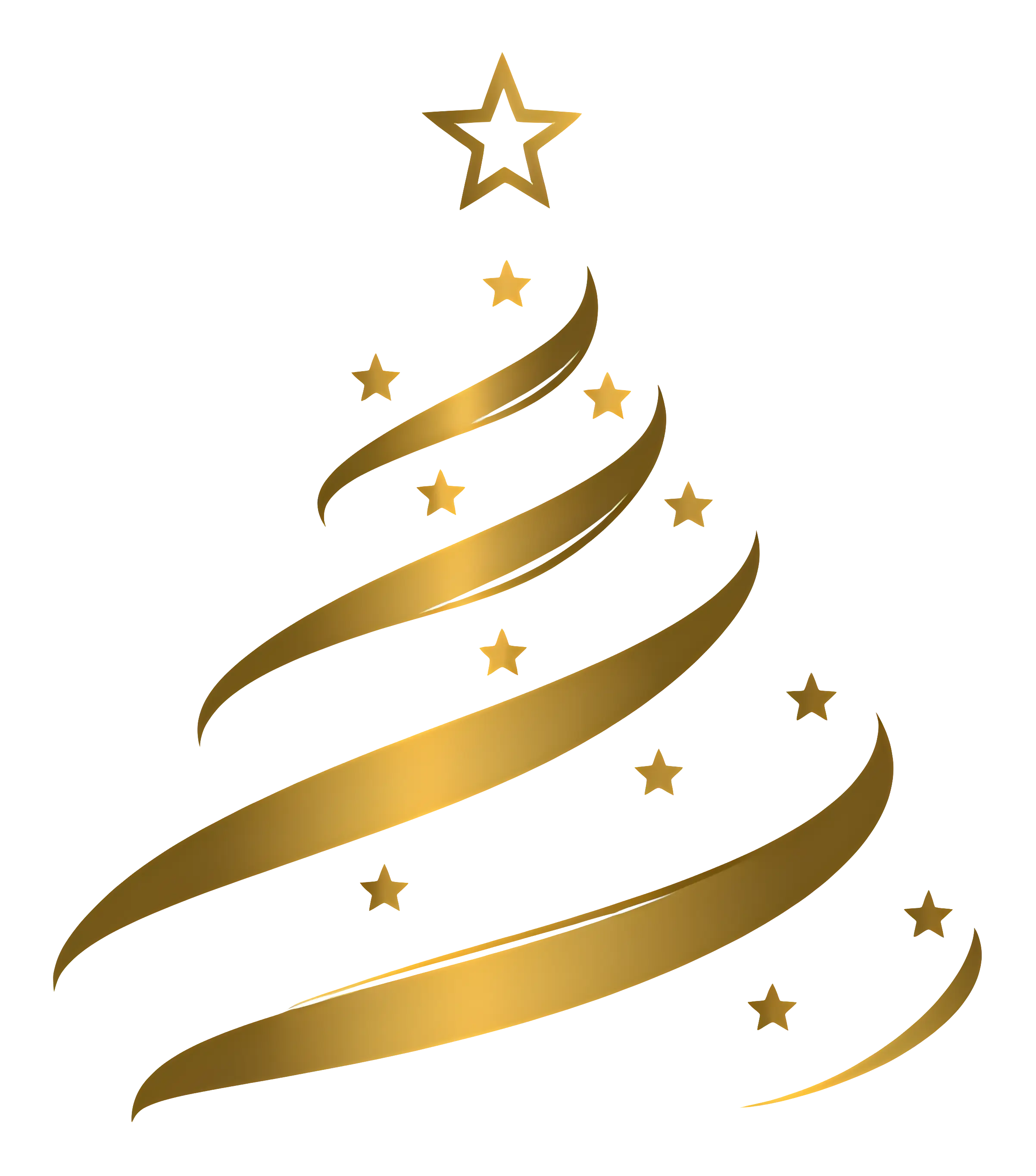 Golden Christmas Tree with Star-Topped Design