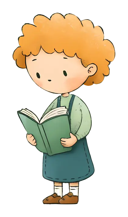 Child Reading Book Illustration