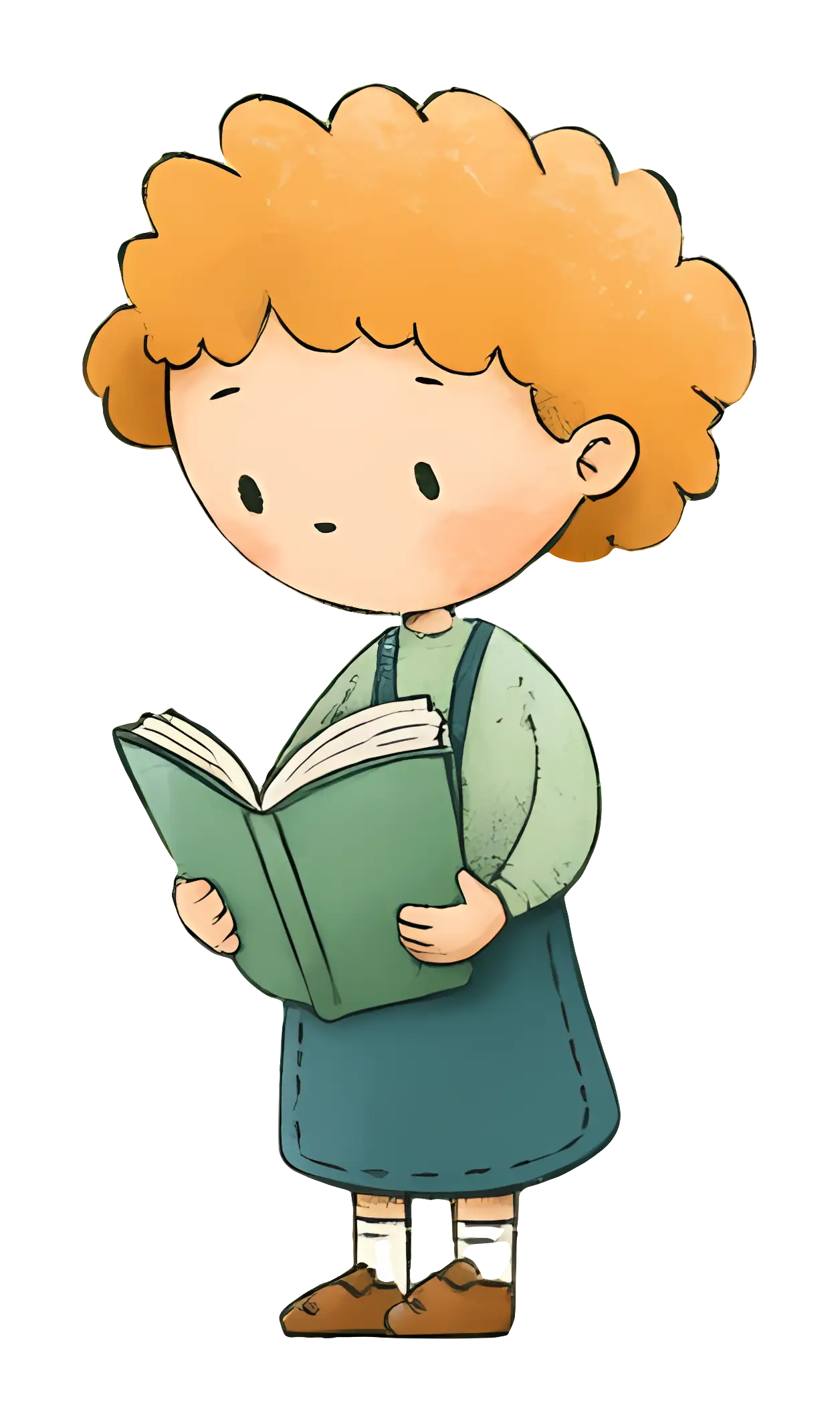 Child Reading Book Illustration