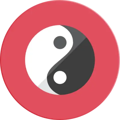 Yin and Yang Symbol on Red Background