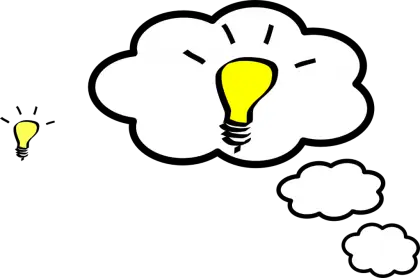 Idea Cloud with Light Bulb