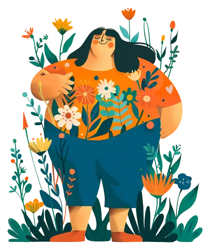 Woman Standing with Flowers