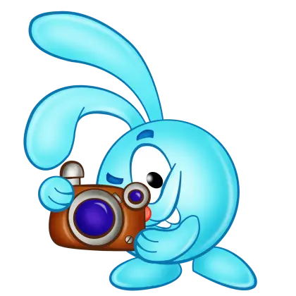 Blue Cartoon Character Taking a Photo