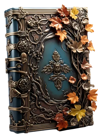 Ornate Decorative Book with Autumn Leaves