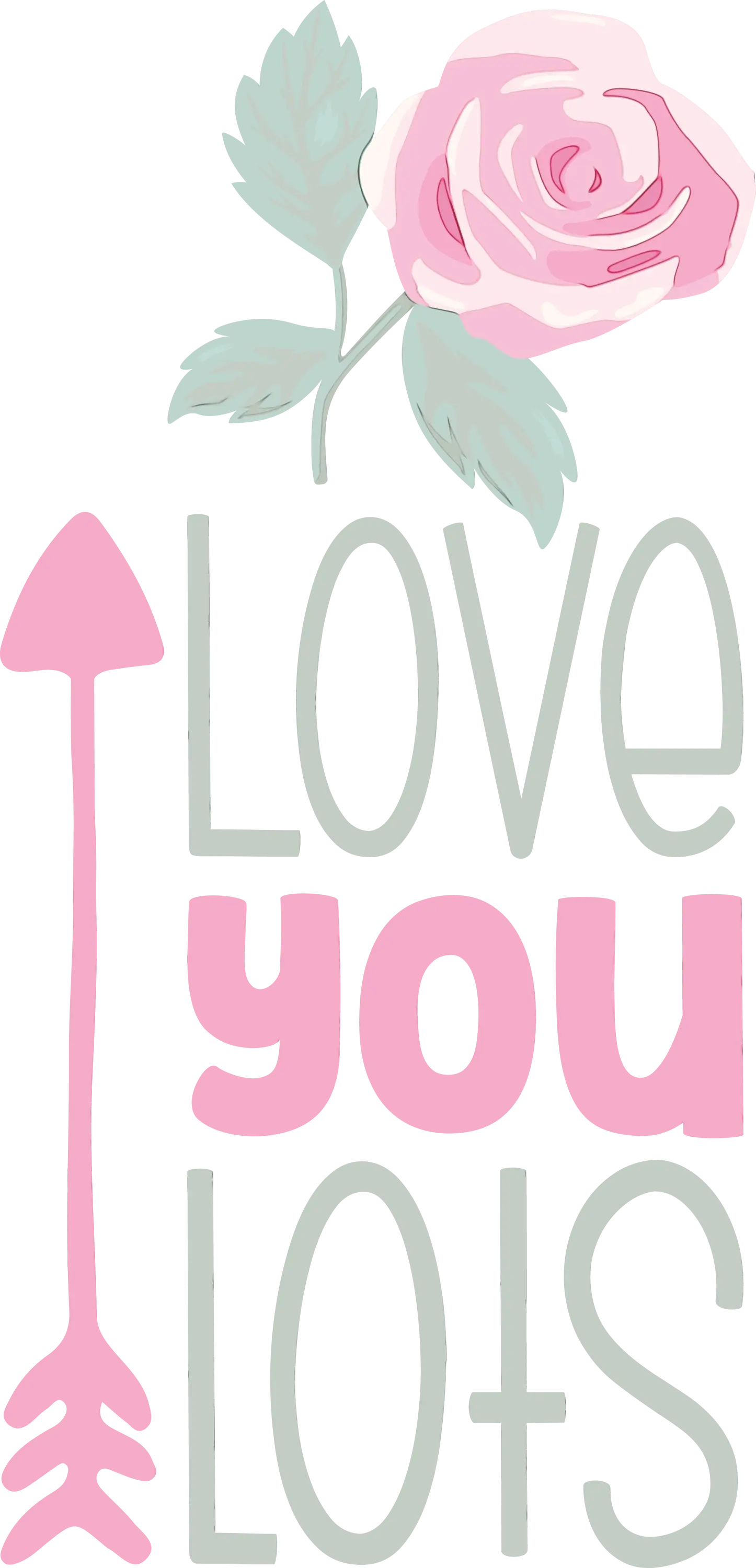Love You Lots Text with Rose and Arrow Design