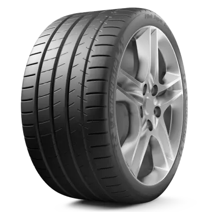 Car Tire with Visible Tread Design