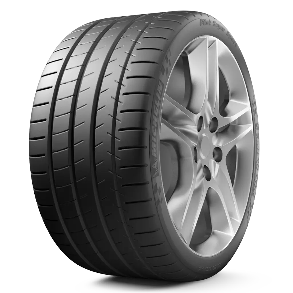 Car Tire with Visible Tread Design