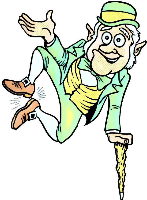 Cheerful Cartoon Leprechaun in Green