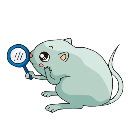 Mouse with Magnifying Glass Cartoon