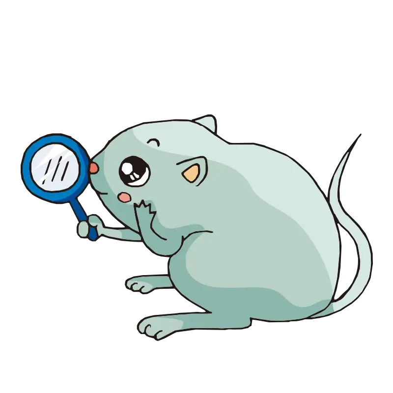 Mouse with Magnifying Glass Cartoon