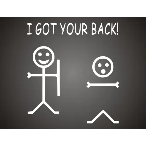 Stick Figures with 'I Got Your Back' Text