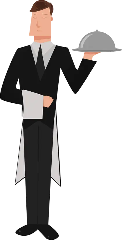 Waiter Serving with Tray