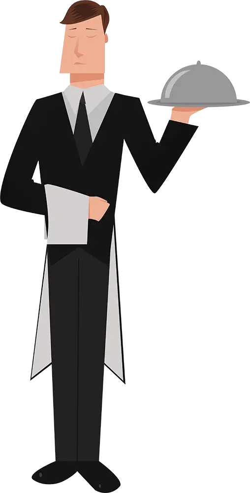 Waiter Serving with Tray