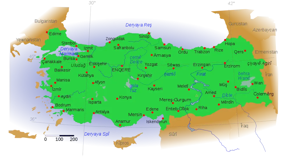 Map of Turkey with Major Cities and Regions