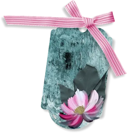 Decorative Tag with Flower and Ribbon
