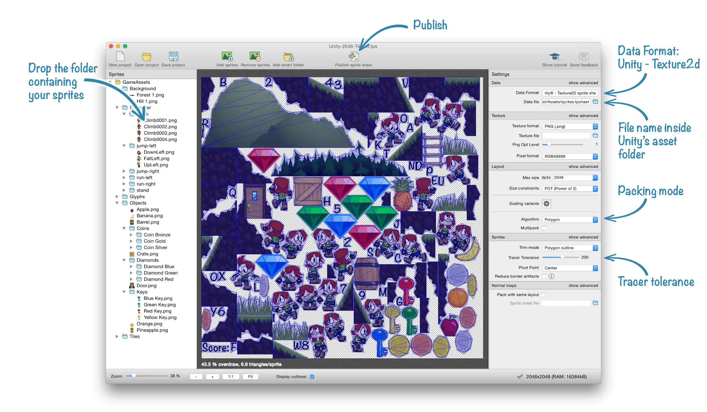 Game Development Interface with Assets